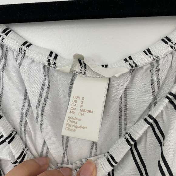 White and Black strip off the shoulder top - Picture 2 of 4